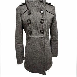 Razzle Dazzle VTG Double-Breasted Pea Coat Houndstooth Tweed S/M